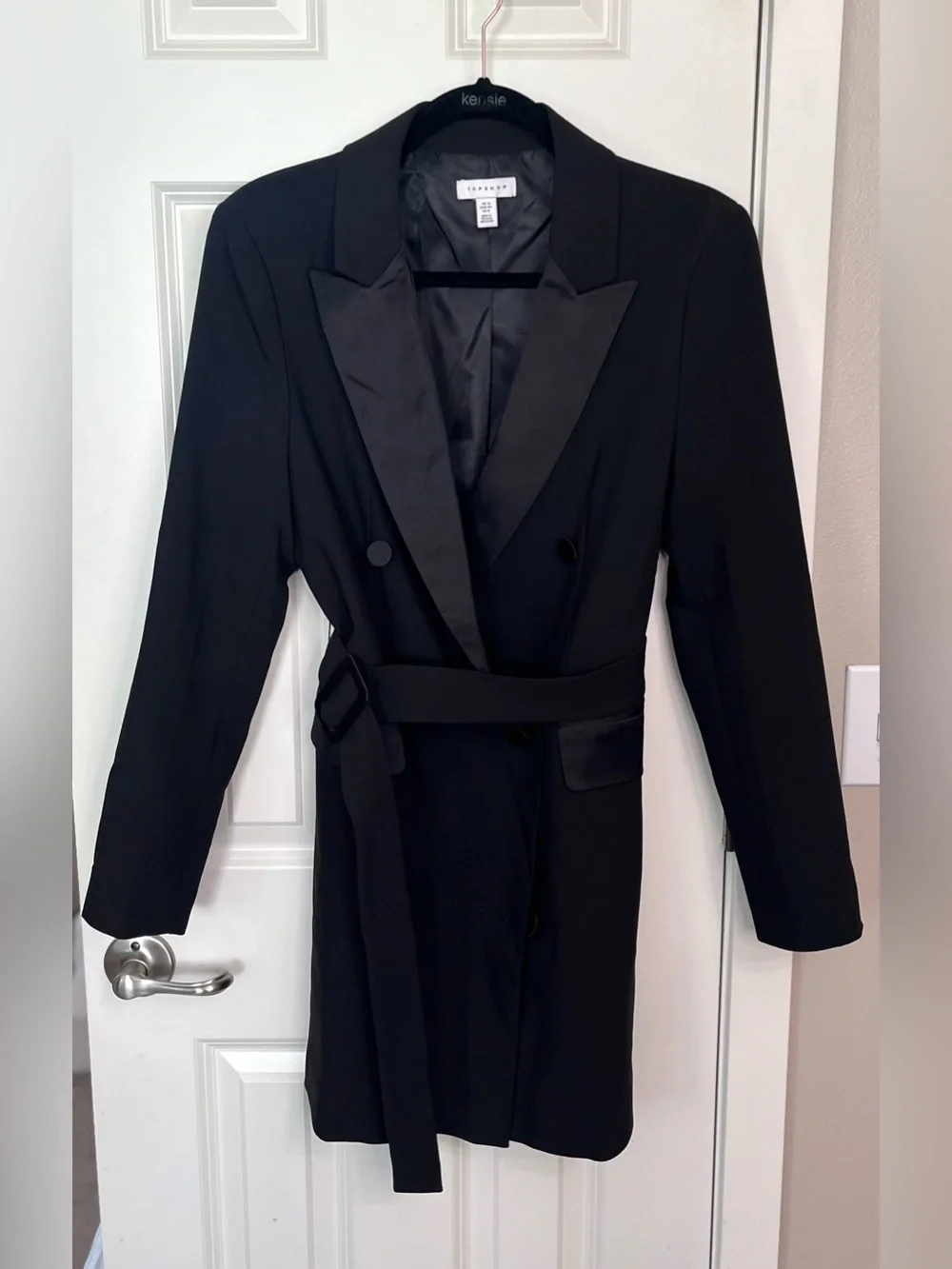 Topshop Double-Breasted Belted Tuxedo Blazer NWOT